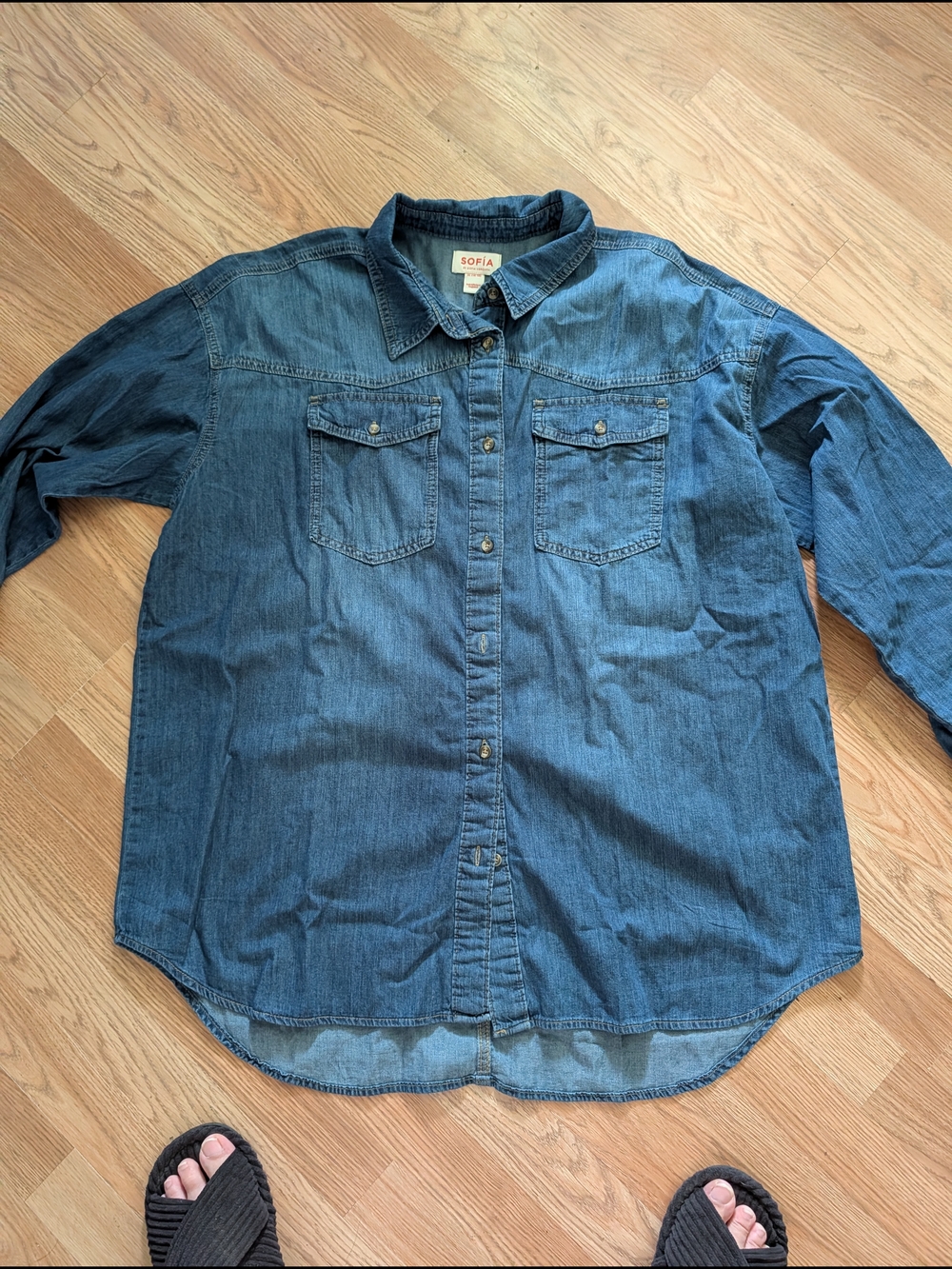 sofia by sofia vergara Blue Denim Button-Down Shirt